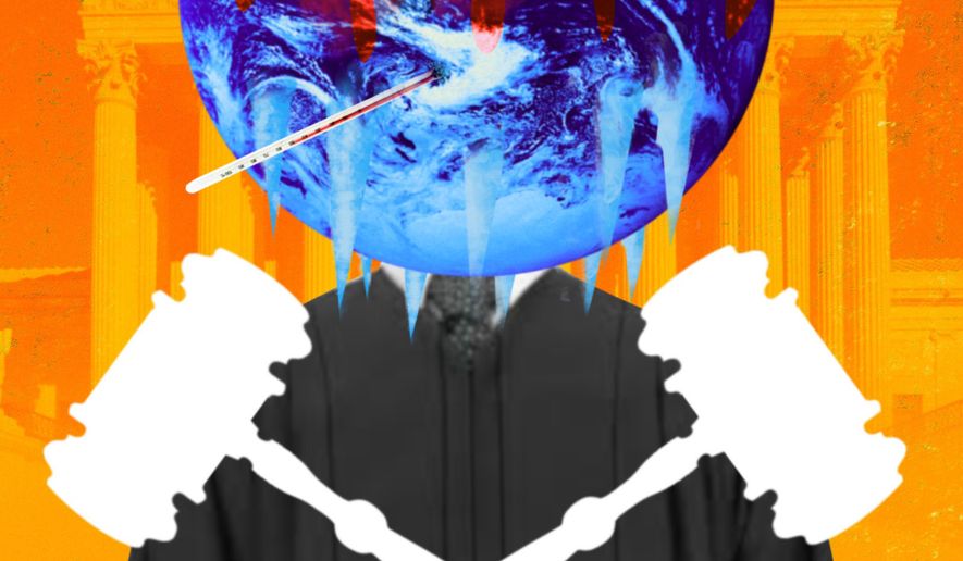 Supreme Court and climate change illustration by Linas Garsys / The Washington Times