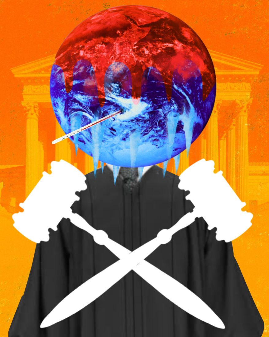Supreme Court and climate change illustration by Linas Garsys / The Washington Times