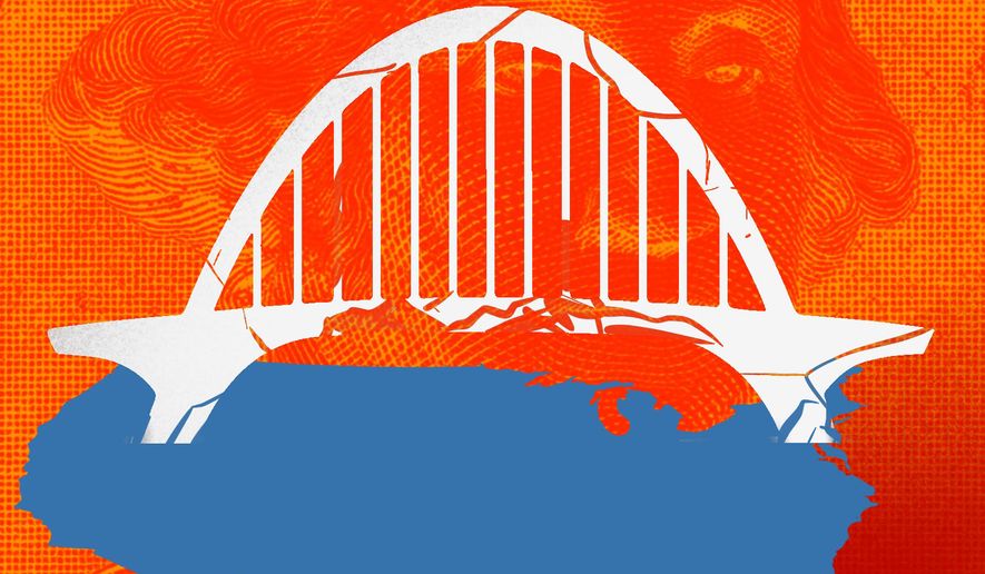 Repairing infrastructure (highways, bridges and roads) in the United States of America illustration by Linas Garsys / The Washington Times