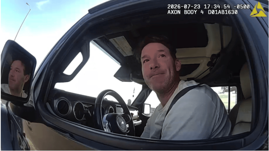 Tony Romo on bodycam footage during his arrest for OWI on July 23, 2026. (Credit: Milwaukee County Sheriff's Department)