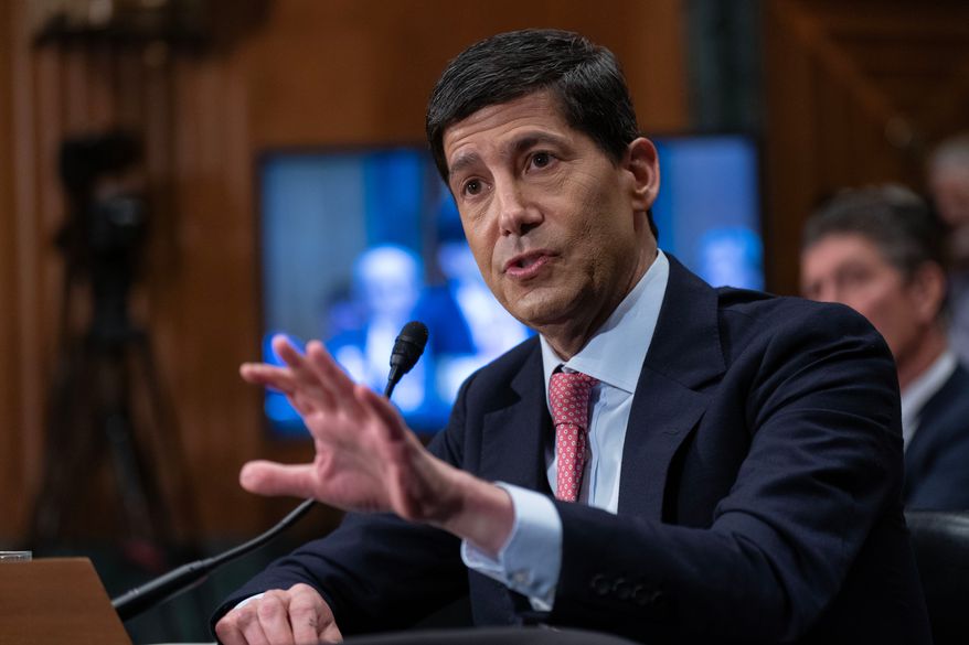 Federal Reserve Chairman Kevin Warsh testifies before the Senate Banking, Housing and Urban Affairs Committee to deliver the semiannual monetary policy report to congress, on Capitol Hill, Wednesday, July 15, 2026, in Washington. (AP Photo/Jose Luis Magana)