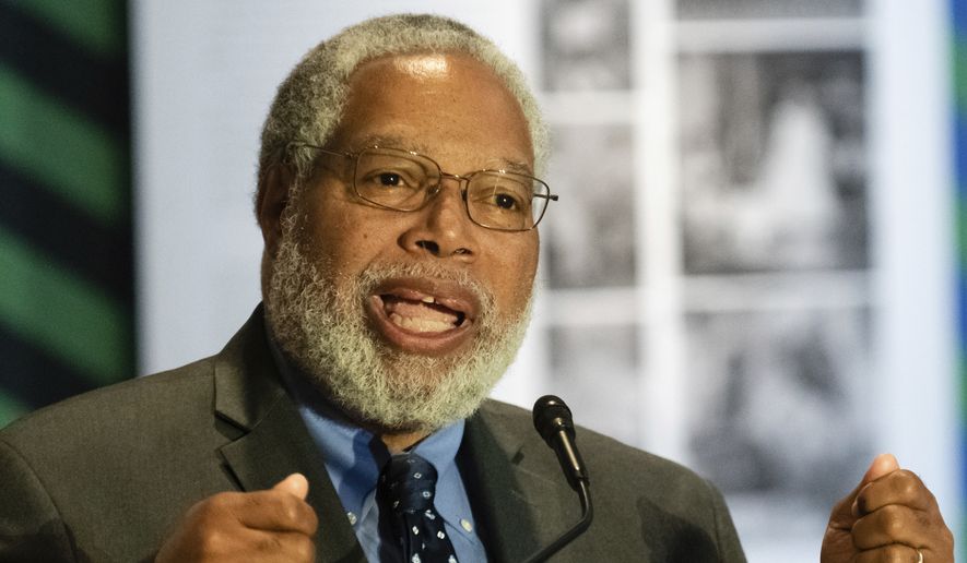 IMAGE DISTRIBUTED FOR SMITHSONIAN'S NATIONAL MUSEUM OF AFRICAN ART - Lonnie Bunch III, Secretary of the Smithsonian Institution, speaks at the Benin Bronzes Repatriation Ceremony at the National Museum of African Art Tuesday, Oct. 11, 2022 in Washington. (Rodney Choice/AP Images for Smithsonian's National Museum of African Art)