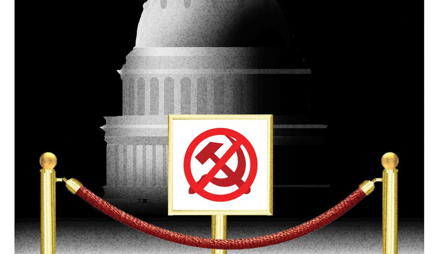 Democratic Socialists of America's candidates and Congress illustration by Alexander Hunter/The Washington Times