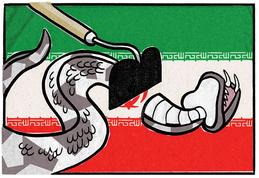 The United States of America winning the war with Iran illustration by Alexander Hunter/The Washington Times
