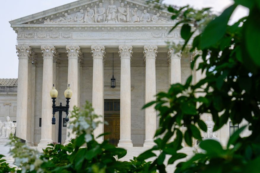 The Supreme Court is seen Monday, July 27, 2026, in Washington. (AP Photo/Mariam Zuhaib)