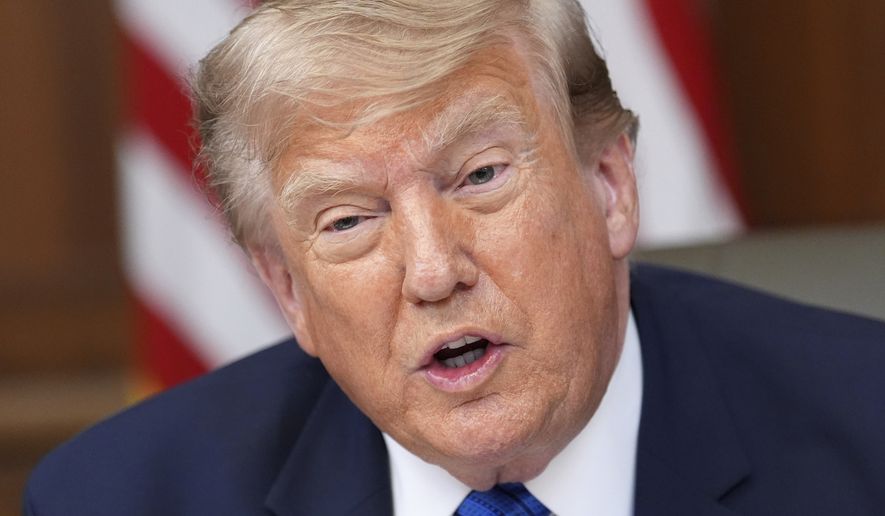 President Donald Trump speaks during a cabinet meeting, Friday, July 31, 2026, at Camp David, the presidential retreat, near Thurmont, Md., Friday, July 31, 2026. (AP Photo/Jacquelyn Martin)