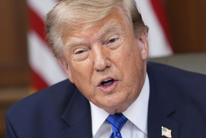 President Donald Trump speaks during a cabinet meeting, Friday, July 31, 2026, at Camp David, the presidential retreat, near Thurmont, Md., Friday, July 31, 2026. (AP Photo/Jacquelyn Martin)
