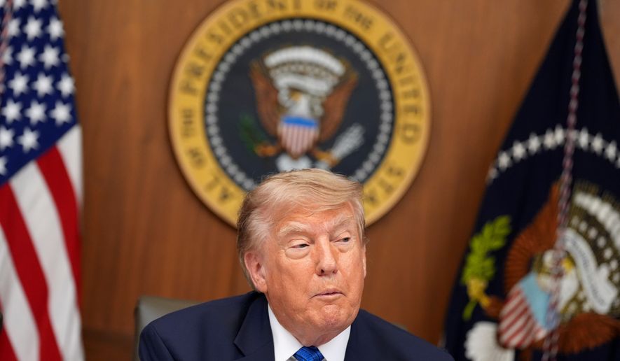 President Donald Trump speaks during a cabinet meeting, Friday, July 31, 2026, at Camp David, the presidential retreat, near Thurmont, Md., Friday, July 31, 2026. (AP Photo/Jacquelyn Martin)