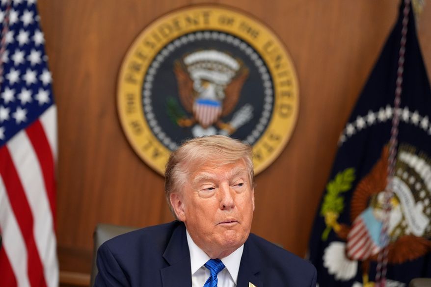 President Donald Trump speaks during a cabinet meeting, Friday, July 31, 2026, at Camp David, the presidential retreat, near Thurmont, Md., Friday, July 31, 2026. (AP Photo/Jacquelyn Martin)