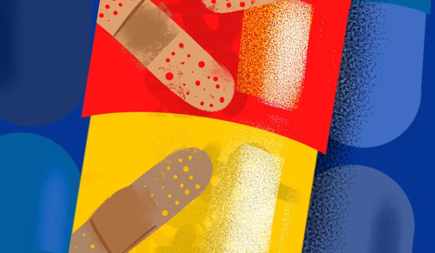 Controlling pharmaceutical drug prices illustration by Linas Garsys / The Washington Times