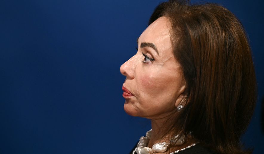 Attorney for the District of Columbia Jeanine Pirro listens as Secretary of State Marco Rubio speaks to the press on the sidelines of the Association of Southeast Asian Nations (ASEAN) Foreign Ministers Meeting, in Pasay, Metro Manila, Philippines, Thursday, July 23, 2026. (Brendan Smialowski/Pool Photo via AP)