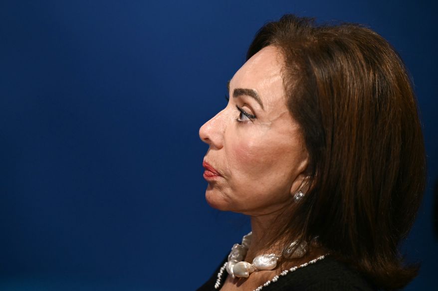 Attorney for the District of Columbia Jeanine Pirro listens as Secretary of State Marco Rubio speaks to the press on the sidelines of the Association of Southeast Asian Nations (ASEAN) Foreign Ministers Meeting, in Pasay, Metro Manila, Philippines, Thursday, July 23, 2026. (Brendan Smialowski/Pool Photo via AP)