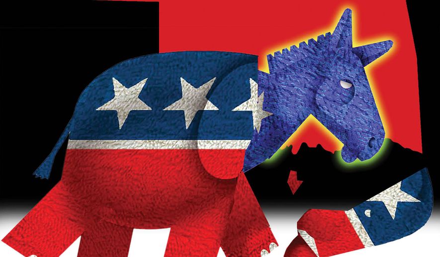 RINOs in Oklahoma illustration by Alexander Hunter/The Washington Times