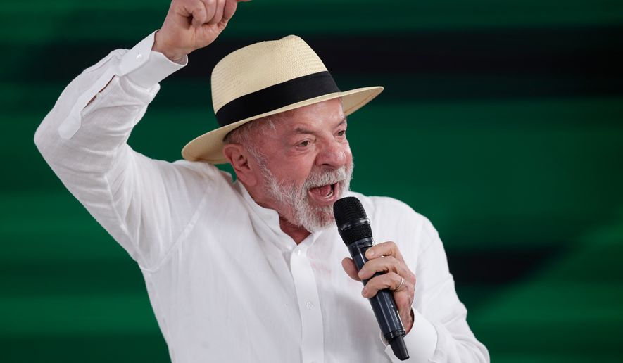 Brazilian President Luiz Inacio Lula da Silva speaks during a visit to the Andaraí Hospital, in Rio de Janeiro, Tuesday, July 28, 2026. (AP Photo/Bruna Prado)