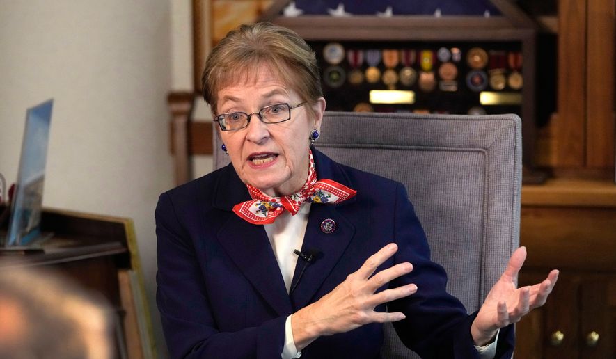 Rep. Marcy Kaptur, D-Ohio, is interviewed on Dec. 9, 2022, in Toledo, Ohio. (AP Photo/Carlos Osorio, File)