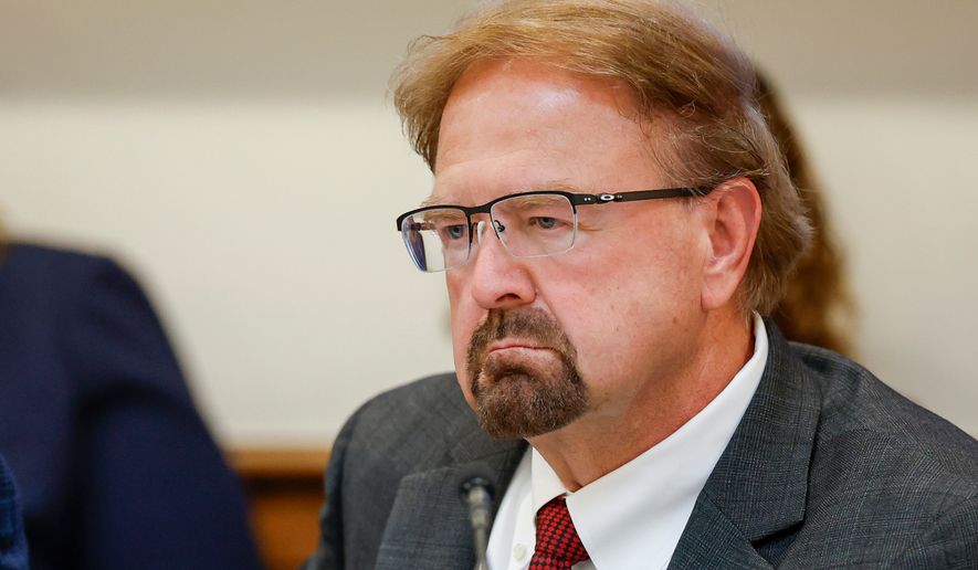 Rep. Chuck Edwards, R-N.C., listens to testimony as the House Judiciary Subcommittee on Oversight holds a field hearing on violent crime in Charlotte, N.C., on Sept. 29, 2025. (AP Photo/Nell Redmond) **FILE**