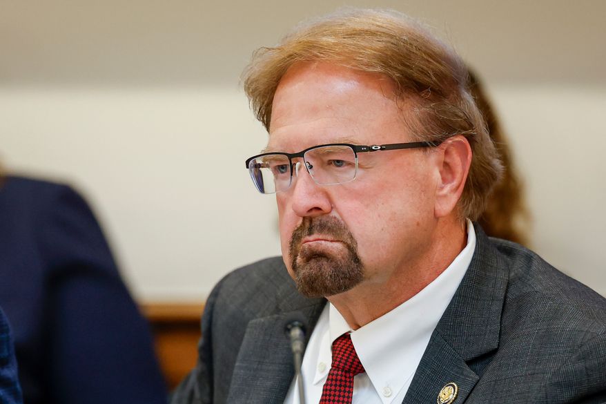 Rep. Chuck Edwards, R-N.C., listens to testimony as the House Judiciary Subcommittee on Oversight holds a field hearing on violent crime in Charlotte, N.C., on Sept. 29, 2025. (AP Photo/Nell Redmond) **FILE**