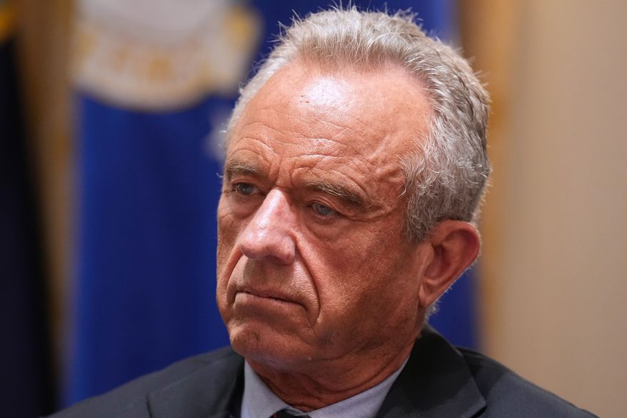 FILE - Secretary of Health and Human Services Robert F. Kennedy Jr., listens during a Cabinet meeting at the White House, May 27, 2026, in Washington. (AP Photo/Jacquelyn Martin, File)