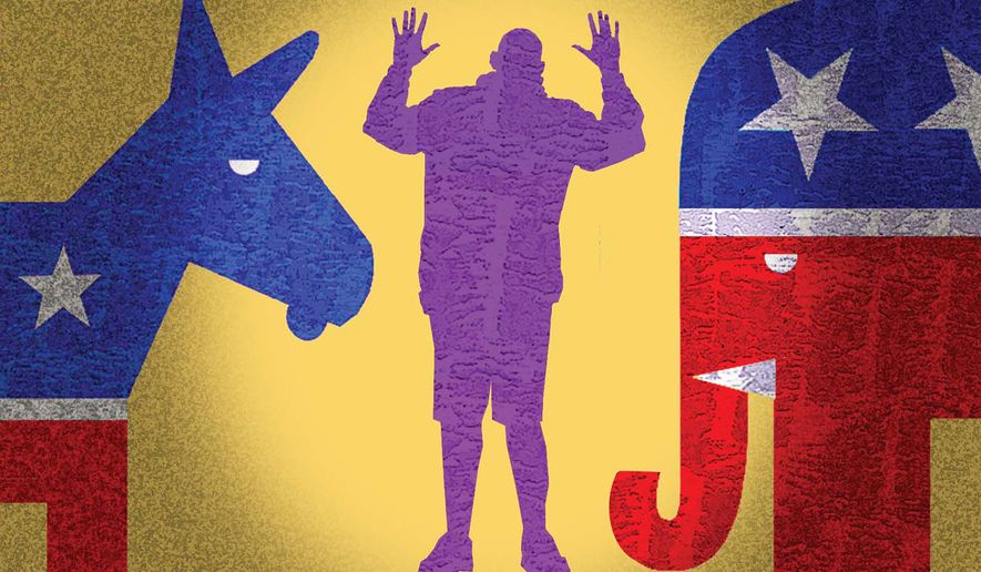Sen. John Fetterman and political party affiliation illustration by Alexander Hunter/The Washington Times