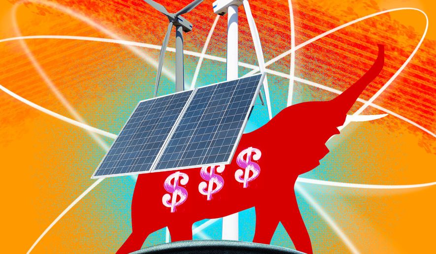Young conservatives embracing solar and wind, green energy illustration by Linas Garsys / The Washington Times