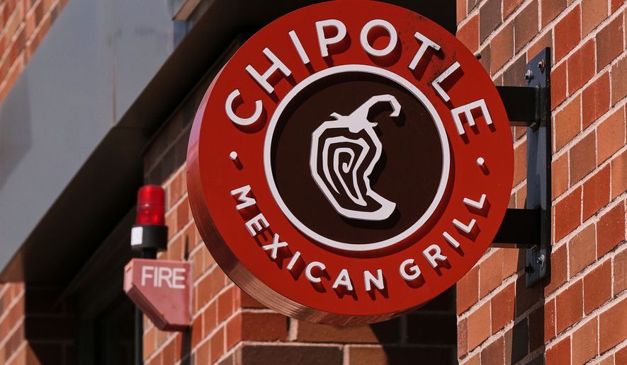 The Chipotle logo is displayed at a store, Aug. 13, 2025, in Newton, Mass. (AP Photo/Charles Krupa, File)