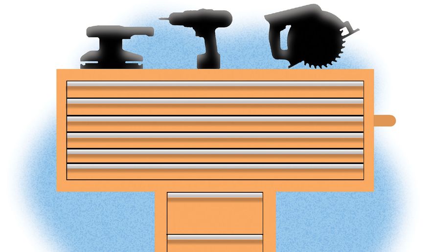 President Donald Trump and blue-collar workers illustration by Alexander Hunter/The Washington Times
