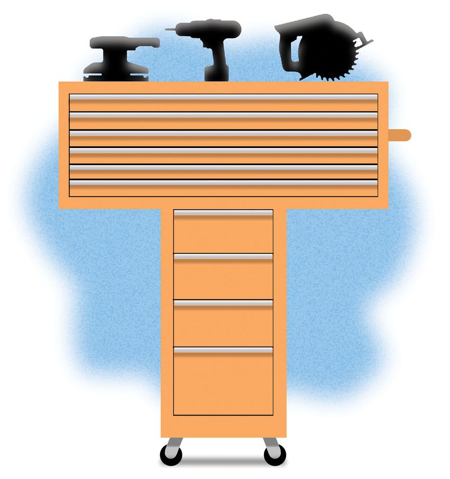President Donald Trump and blue-collar workers illustration by Alexander Hunter/The Washington Times