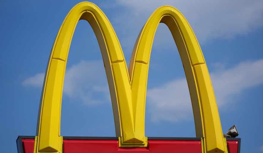 FILE - A McDonald's logo is seen at a restaurant in Warren, Mich., on Sept. 2, 2025. (AP Photo/Paul Sancya, File)