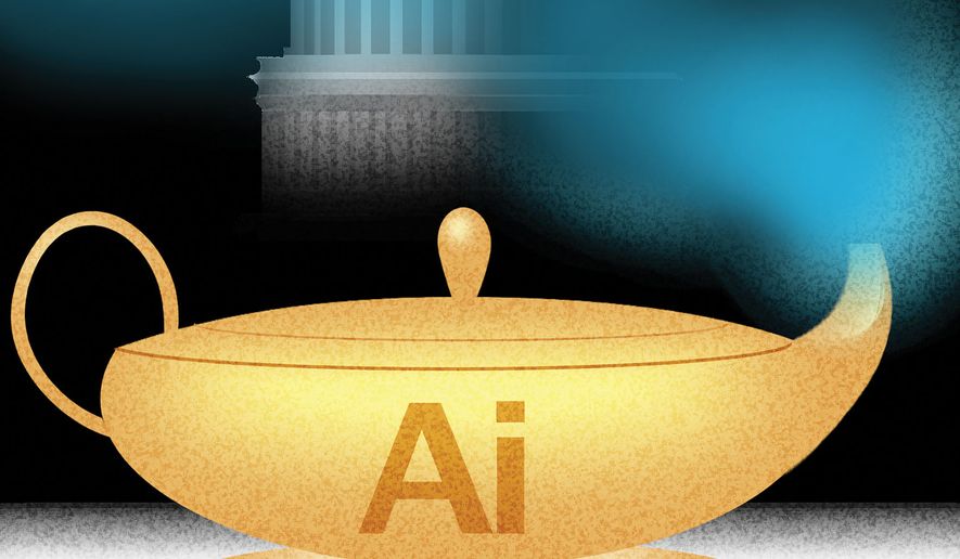 Congress and government regulating artificial intelligence (AI) illustration by Alexander Hunter/The Washington Times