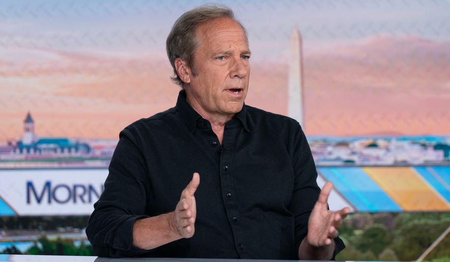Mike Rowe, "Dirty Jobs" television host, speaks during an interview with Maria Bartiromo on the FOX Business Network's Mornings with Maria show, Tuesday, June 9, 2026, in Washington. (AP Photo/Jose Luis Magana)