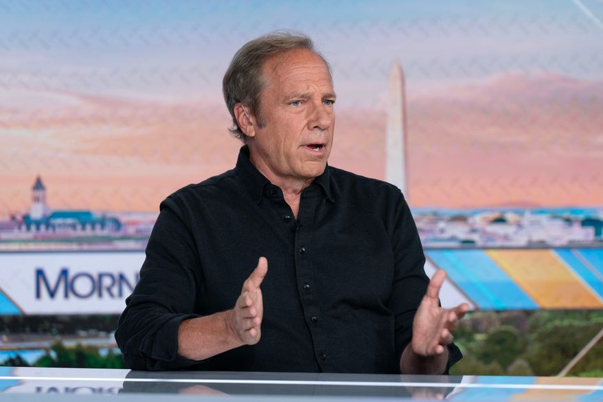 Mike Rowe, "Dirty Jobs" television host, speaks during an interview with Maria Bartiromo on the FOX Business Network's Mornings with Maria show, Tuesday, June 9, 2026, in Washington. (AP Photo/Jose Luis Magana)