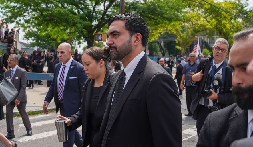New York City Mayor Zohran Mamdani leaves a funeral service for fallen U.S. Army Sgt. Angel Sarah Rampersad, who was killed in the ongoing war between the U.S. and Iran, in the Queens borough of New York on Friday, July 31, 2026. (AP Photo/Ryan Murphy) ADDITION: Prepends Angel to full name