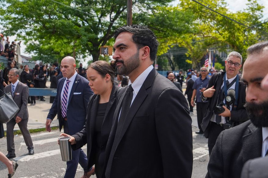 New York City Mayor Zohran Mamdani leaves a funeral service for fallen U.S. Army Sgt. Angel Sarah Rampersad, who was killed in the ongoing war between the U.S. and Iran, in the Queens borough of New York on Friday, July 31, 2026. (AP Photo/Ryan Murphy) ADDITION: Prepends Angel to full name