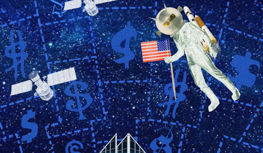 Property rights in space illustration by Linas Garsys / The Washington Times