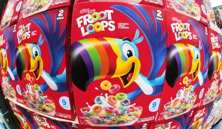 Kellogg's Froot Loops are displayed in a Costco in Pittsburgh, July 14, 2025. (AP Photo/Gene J. Puskar, File)