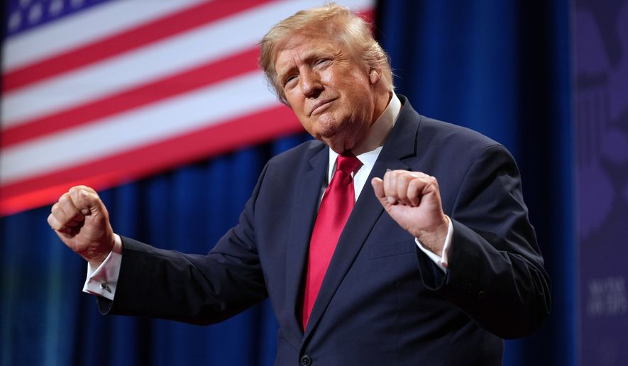 President Donald Trump dances after speaking at an event at the Red Rock Casino Resort and Spa in Las Vegas, Wednesday, Aug. 5, 2026. (AP Photo/Mark Schiefelbein)