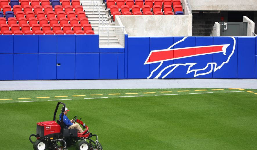 FILE - A general interior view of the Buffalo Bills' new Highmark Stadium prior to a ribbon cutting ceremony in Orchard Park, N.Y., June 23, 2026. (AP Photo/Jeffrey T. Barnes, File)