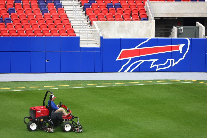 FILE - A general interior view of the Buffalo Bills' new Highmark Stadium prior to a ribbon cutting ceremony in Orchard Park, N.Y., June 23, 2026. (AP Photo/Jeffrey T. Barnes, File)