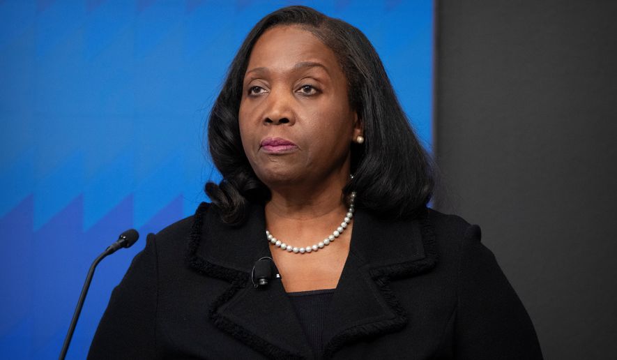 Lisa Cook, a Federal Reserve Board of Governors member, speaks during an event at the Brookings Institution in Washington on Nov. 3, 2025. (AP Photo/Mark Schiefelbein) **FILE**
