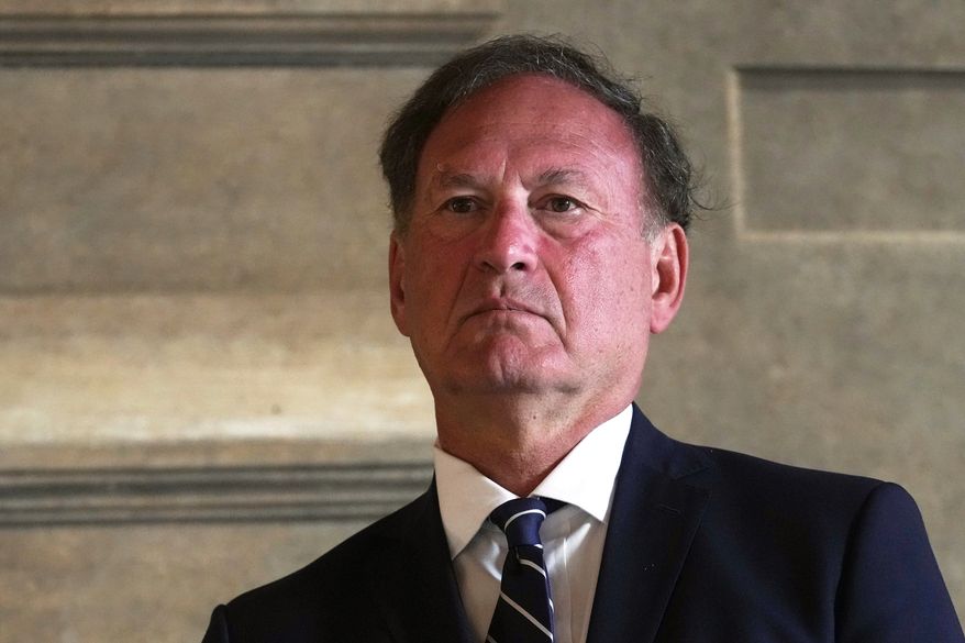 FILE - Supreme Court Justice Samuel Alito attends a meeting in Rome, Sept. 20, 2025. (AP Photo/Andrew Medichini, File)