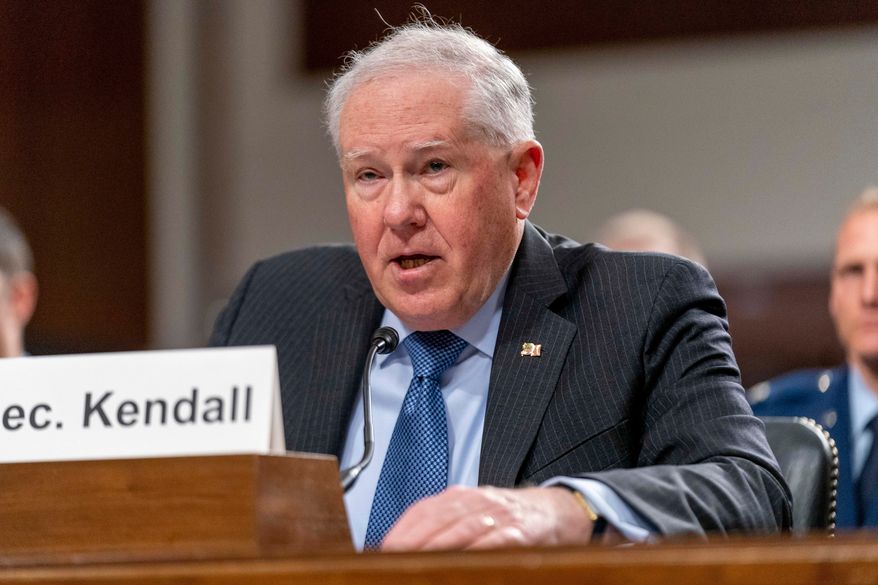 Secretary of the Air Force Frank Kendall speaks during a Senate Armed Services budget hearing on Capitol Hill in Washington, May 2, 2023. (AP Photo/Andrew Harnik, File)