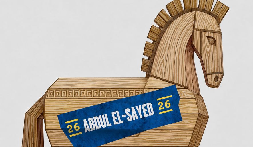 Abdul El-Sayed and Democratic Socialists of America are the liberal Trojan Horse to the Democratic Party Illustration generated by ChatGPT for The Washington Times