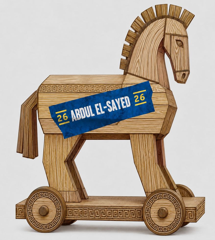 Abdul El-Sayed and Democratic Socialists of America are the liberal Trojan Horse to the Democratic Party Illustration generated by ChatGPT for The Washington Times