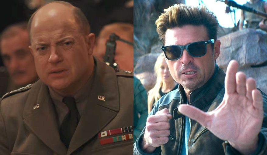 Dwight D. Eisenhower (Brendan Fraser) in "Pressure" and Karl Urban as Johnny Cage in "Mortal Kombat II," both now available in the 4K disc format.