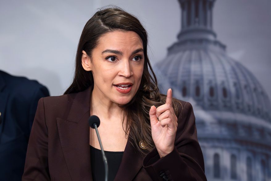 Rep. Alexandria Ocasio-Cortez, D-N.Y., speaks during a news conference at the Capitol in Washington, March 25, 2026. (AP Photo/J. Scott Applewhite, File)