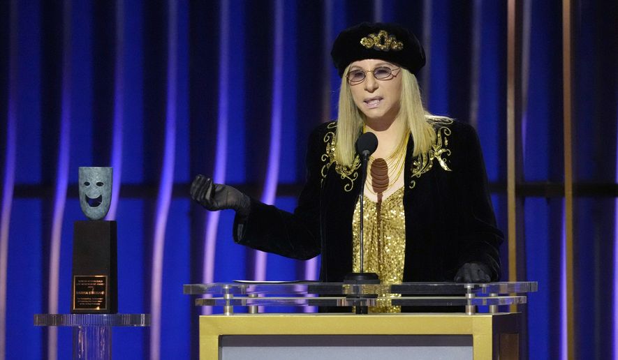 Barbara Streisand accepts the life achievement award during the 30th annual Screen Actors Guild Awards on Saturday, Feb. 24, 2024, at the Shrine Auditorium in Los Angeles. (AP Photo/Chris Pizzello)
