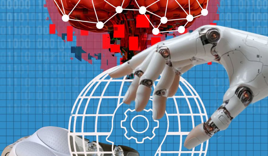 Artificial intelligence (AI) controlling machines illustration by Linas Garsys / The Washington Times