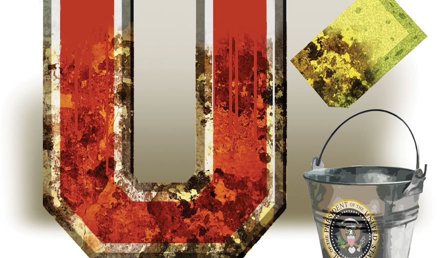 President of the United States reforming colleges and universities illustration by Alexander Hunter/The Washington Times