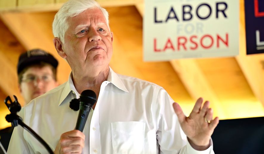 U.S. Rep. John Larson D-Conn., attends a campaign event, Saturday, July 25, 2026, in Bristol, Conn. (AP Photo/Jessica Hill)
