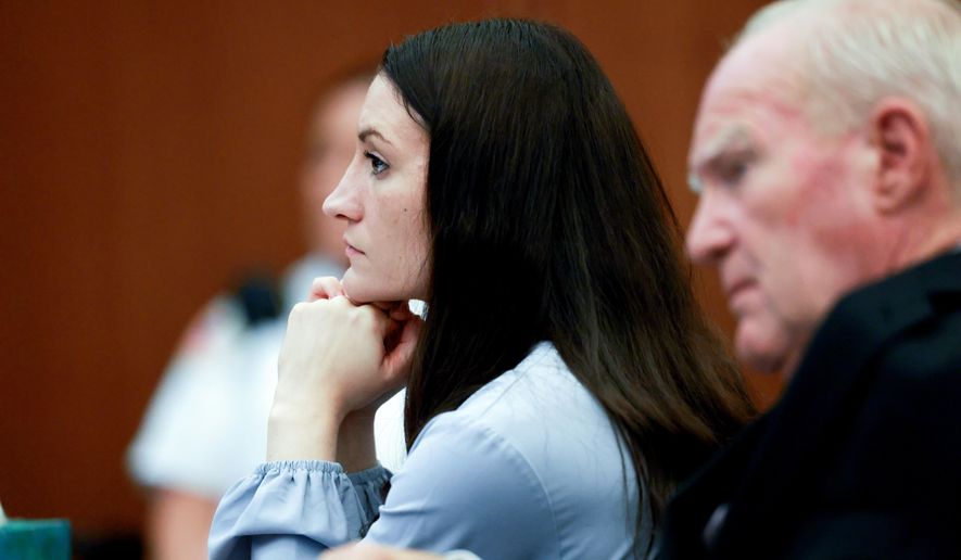 Lindsay Clancy, and her attorney Kevin Reddington , listen to testimony from Rebecca Jollotta, during Clancy's murder trial in Plymouth Mass., on Tuesday Aug. 11, 2026 in Plymouth, Mass. (Jonathan Wiggs/The Boston Globe via AP, Pool)